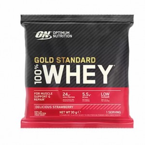 Optimum Nutrition Gold Standard 100% Whey Powder Sachets Delicious Strawberry 1 sachet (30 grams) | 59132NXFY