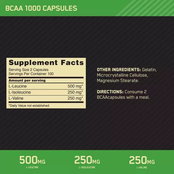 Optimum Nutrition BCAA 1000 200 Capsules (100 Servings) | 16894CVYI