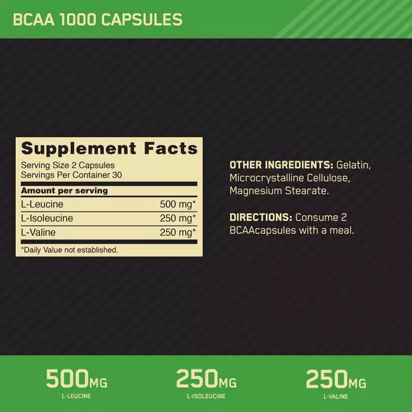 Optimum Nutrition BCAA 1000 60 Capsules (30 Servings) | 17426SPBK