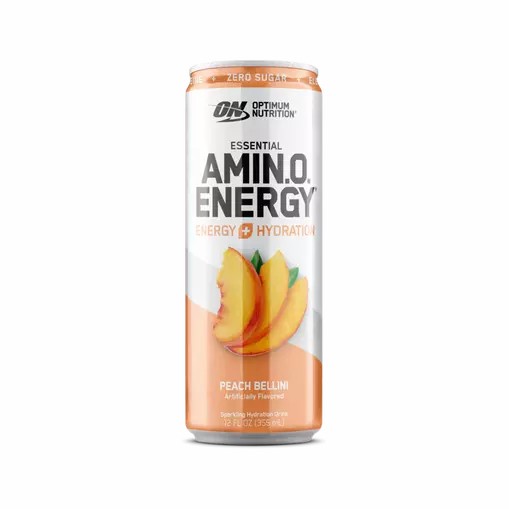 Optimum Nutrition ESSENTIAL AMIN.O. ENERGY+ Electrolytes Sparkling Peach Bellini 355ml * 12 Cans (12 Servings) | 35284ZWRK