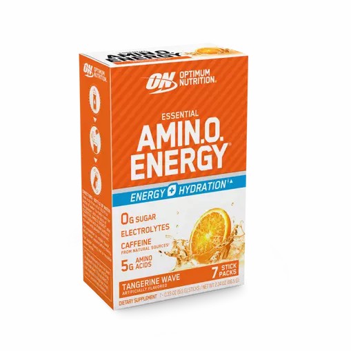 Optimum Nutrition Essential AMIN.O. ENERGY + Electrolytes Tangerine Wave 7 Stick Packs (7 Servings) | 18659ZSJE