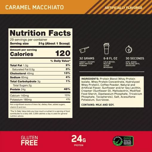 Optimum Nutrition GOLD STANDARD 100% WHEY™ *new* Caramel Macchiato 2 lb (28 Servings) | 49753ORCD