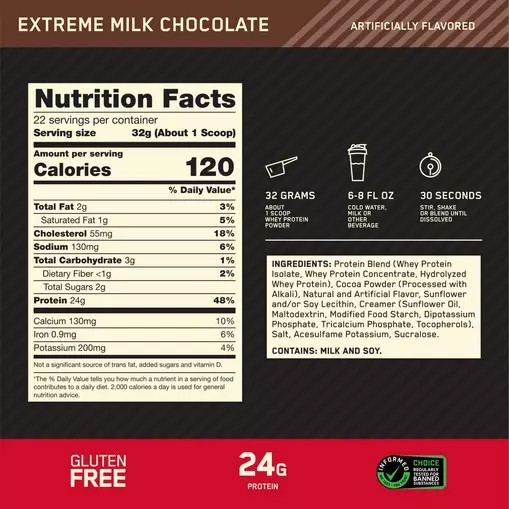 Optimum Nutrition GOLD STANDARD 100% WHEY™ Extreme Milk Chocolate 2 lb (28 Servings) | 39260AZBQ