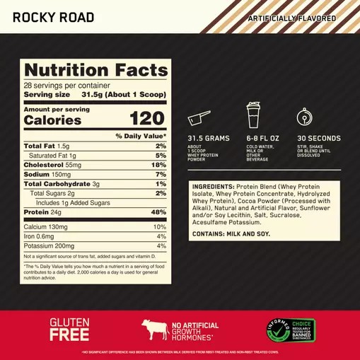 Optimum Nutrition GOLD STANDARD 100% WHEY™ Rocky Road 2 lb (28 Servings) | 10875WKBQ