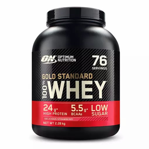 Optimum Nutrition Gold Standard 100% Whey Protein Powder Delicious Strawberry 2.28 kg (76 Servings) | 08247AWKY