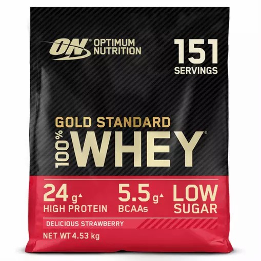 Optimum Nutrition Gold Standard 100% Whey Protein Powder Delicious Strawberry 4.53 kg (151 Servings) | 80596BTHK