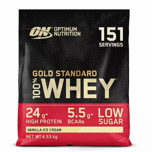 Optimum Nutrition Gold Standard 100% Whey Protein Powder Vanilla Ice Cream 4.53 kg (151 Servings) | 12937EMSY