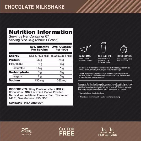 Optimum Nutrition Performance Isolate Chocolate 2.27kg | 53921SYKX