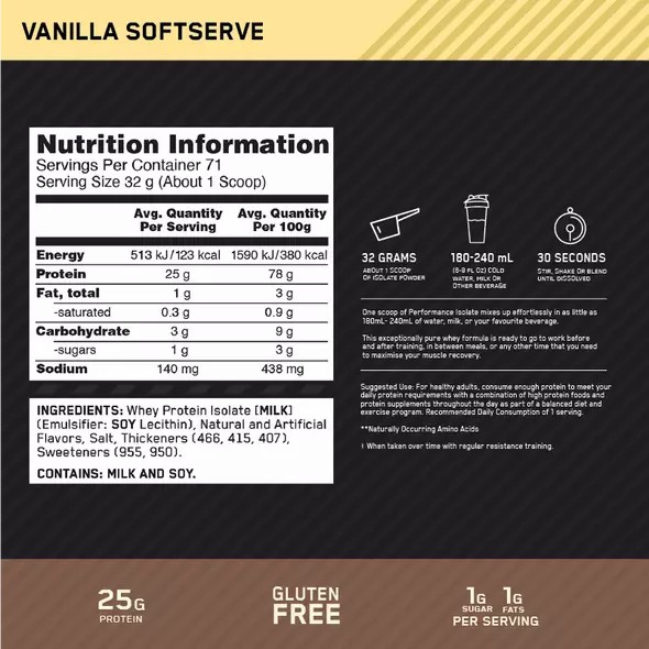 Optimum Nutrition Performance Isolate Vanilla 2.27kg | 94082CAQX