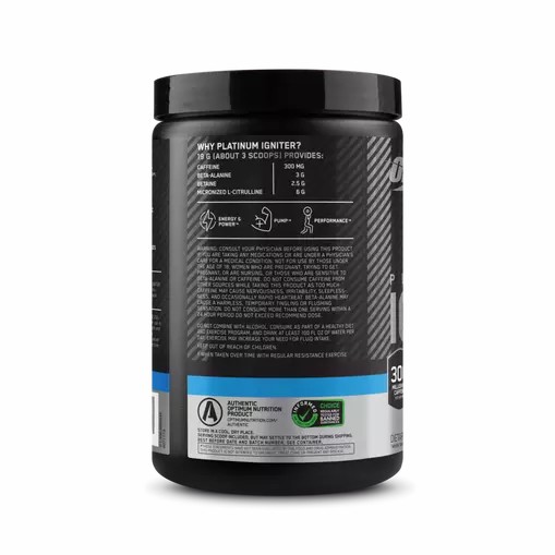 Optimum Nutrition Platinum Igniter Blue Raspberry Freeze 0.84 lb (20 Servings) | 96428QEKB